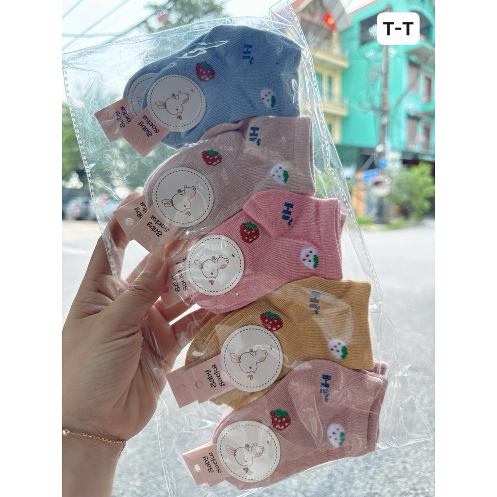Set 5-10 Đôi Tất Trẻ Em Sơ sinh Chất Cotton Mềm Cực Yêu cho bé từ 0-5 tháng tuổi