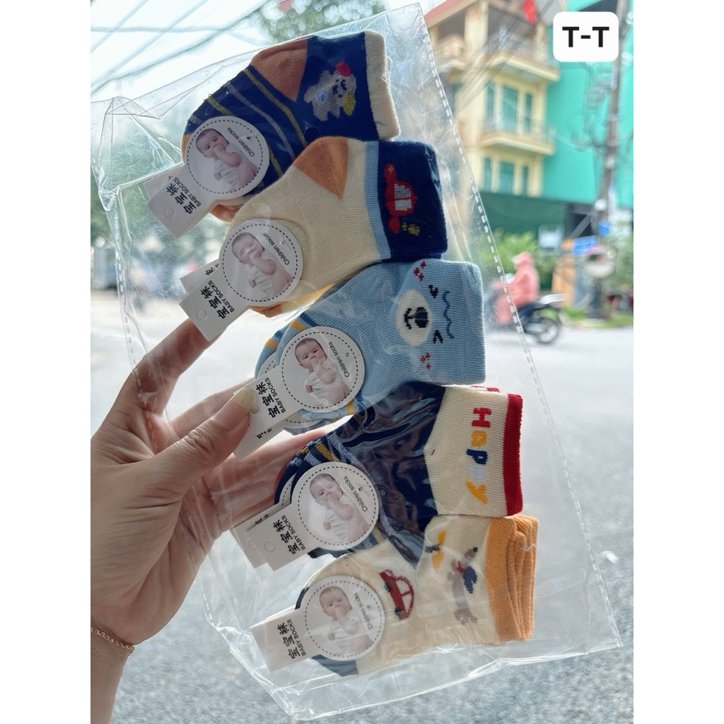 Set 5-10 Đôi Tất Trẻ Em Sơ sinh Chất Cotton Mềm Cực Yêu cho bé từ 0-5 tháng tuổi