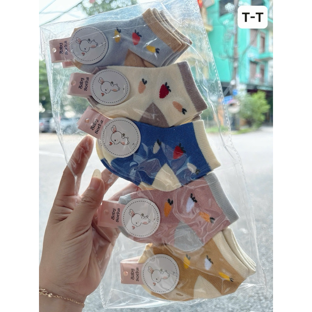 Set 5-10 Đôi Tất Trẻ Em Sơ sinh Chất Cotton Mềm Cực Yêu cho bé từ 0-5 tháng tuổi