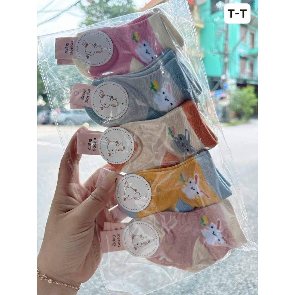 Set 5-10 Đôi Tất Trẻ Em Sơ sinh Chất Cotton Mềm Cực Yêu cho bé từ 0-5 tháng tuổi