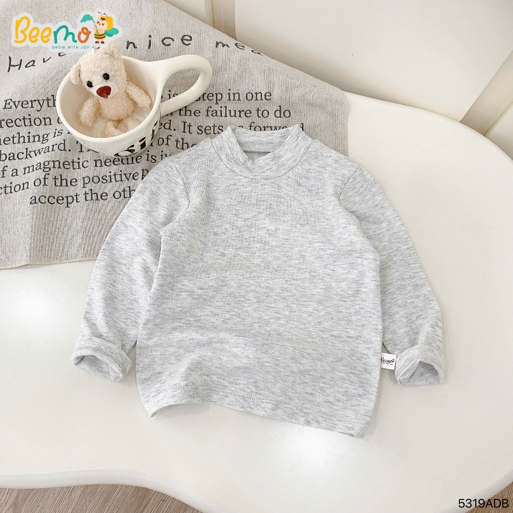 Áo giữ nhiệt lót lông cổ lọ ấm áp, áo thun giữ nhiệt trơn màu basic unisex cho bé 5319adb