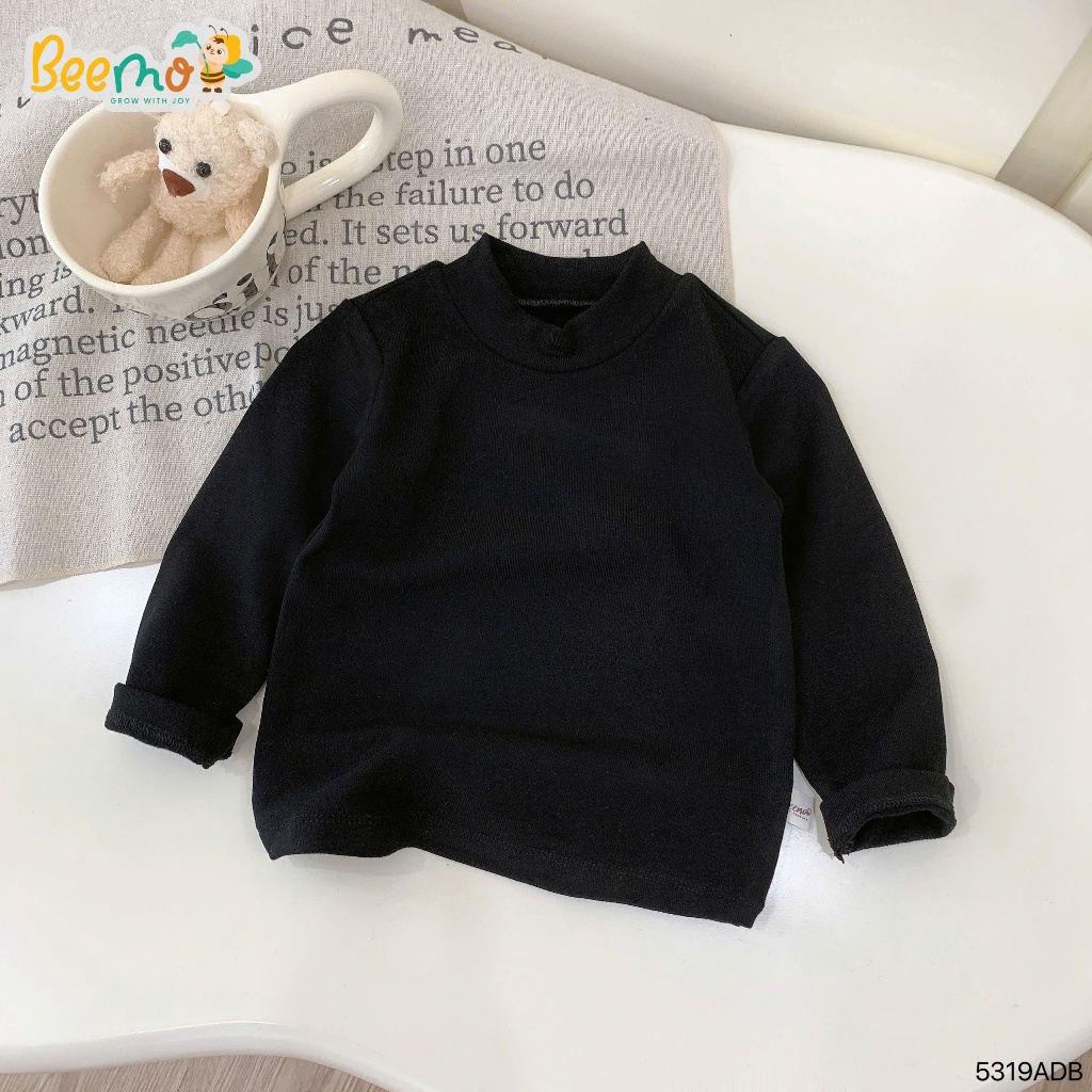 Áo giữ nhiệt lót lông cổ lọ ấm áp, áo thun giữ nhiệt trơn màu basic unisex cho bé 5319adb