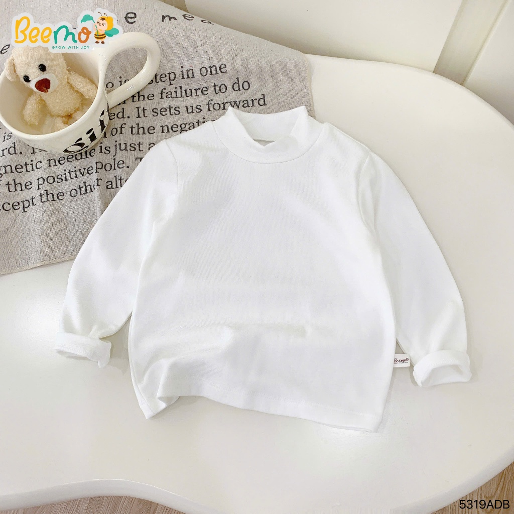 Áo giữ nhiệt lót lông cổ lọ ấm áp, áo thun giữ nhiệt trơn màu basic unisex cho bé 5319adb