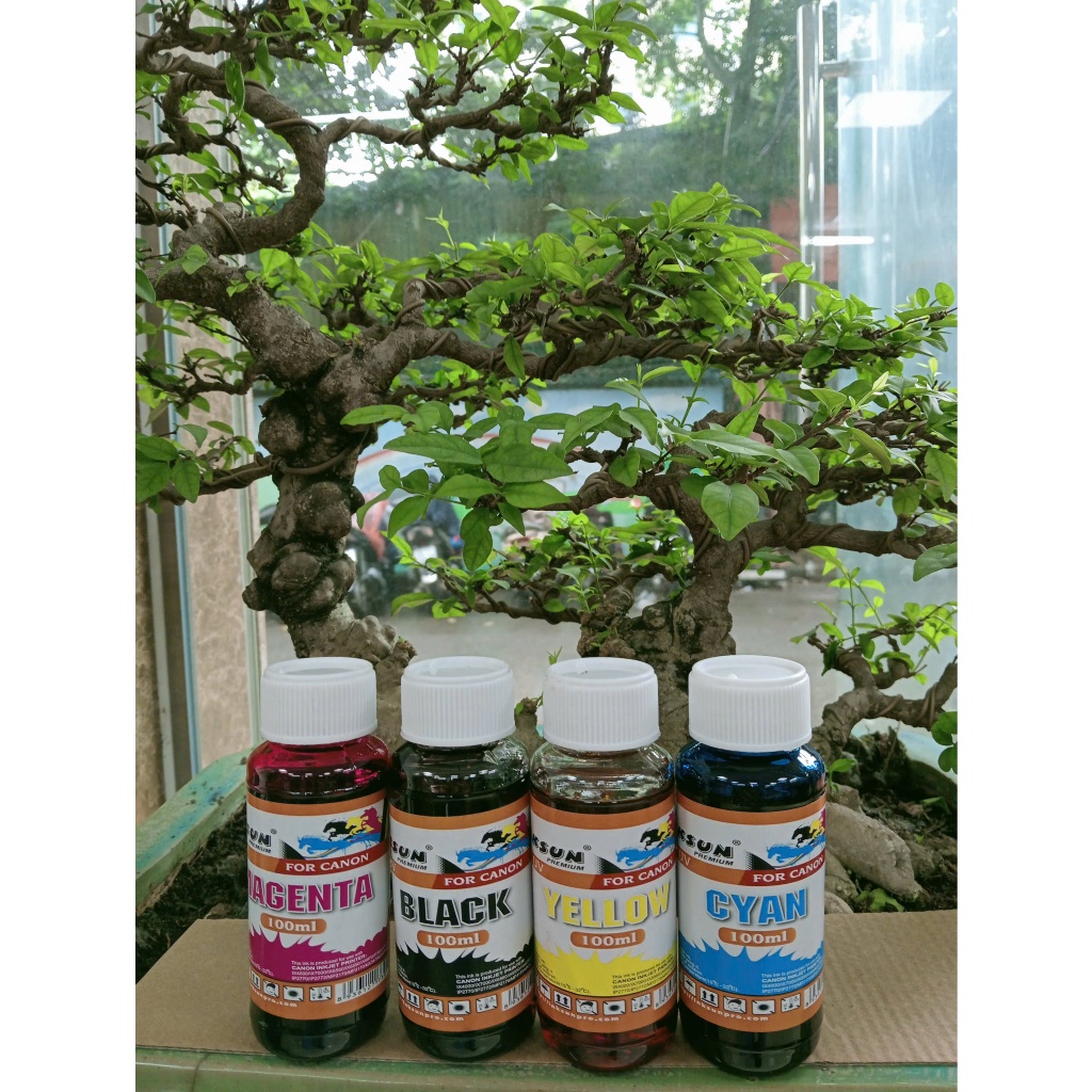 Mực in kháng bay màu/Canon Dye UV Inksun 100ml đủ màu BK in bền đẹp – Máy In Tốt