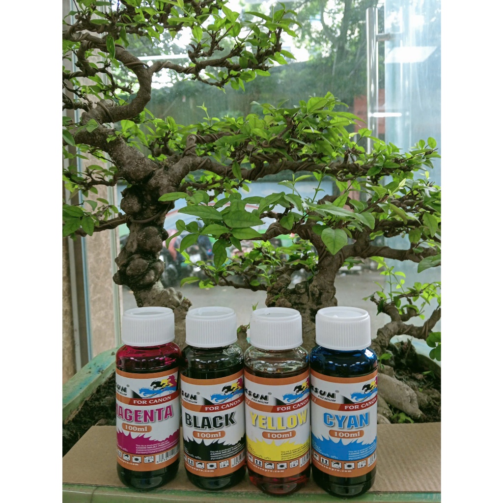 Mực in kháng bay màu/Canon Dye UV Inksun 100ml đủ màu BK in bền đẹp – Máy In Tốt