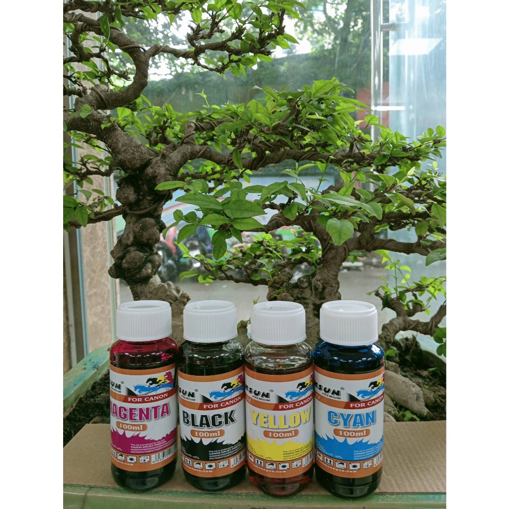 Mực in kháng bay màu/Canon Dye UV Inksun 100ml đủ màu BK in bền đẹp – Máy In Tốt