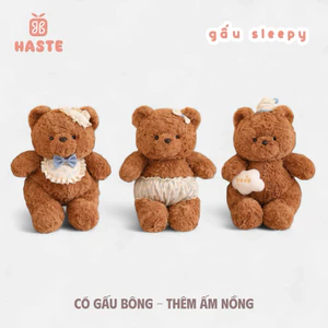 Gấu Thú Bông Teddy Nâu Pijama Sleepy Ngủ Ngon Đeo Phụ Kiện Bỉm Tã Quà Tặng Độc Đáo Lông Xù Siêu Mềm Mịn Siêu Dễ Thươngn