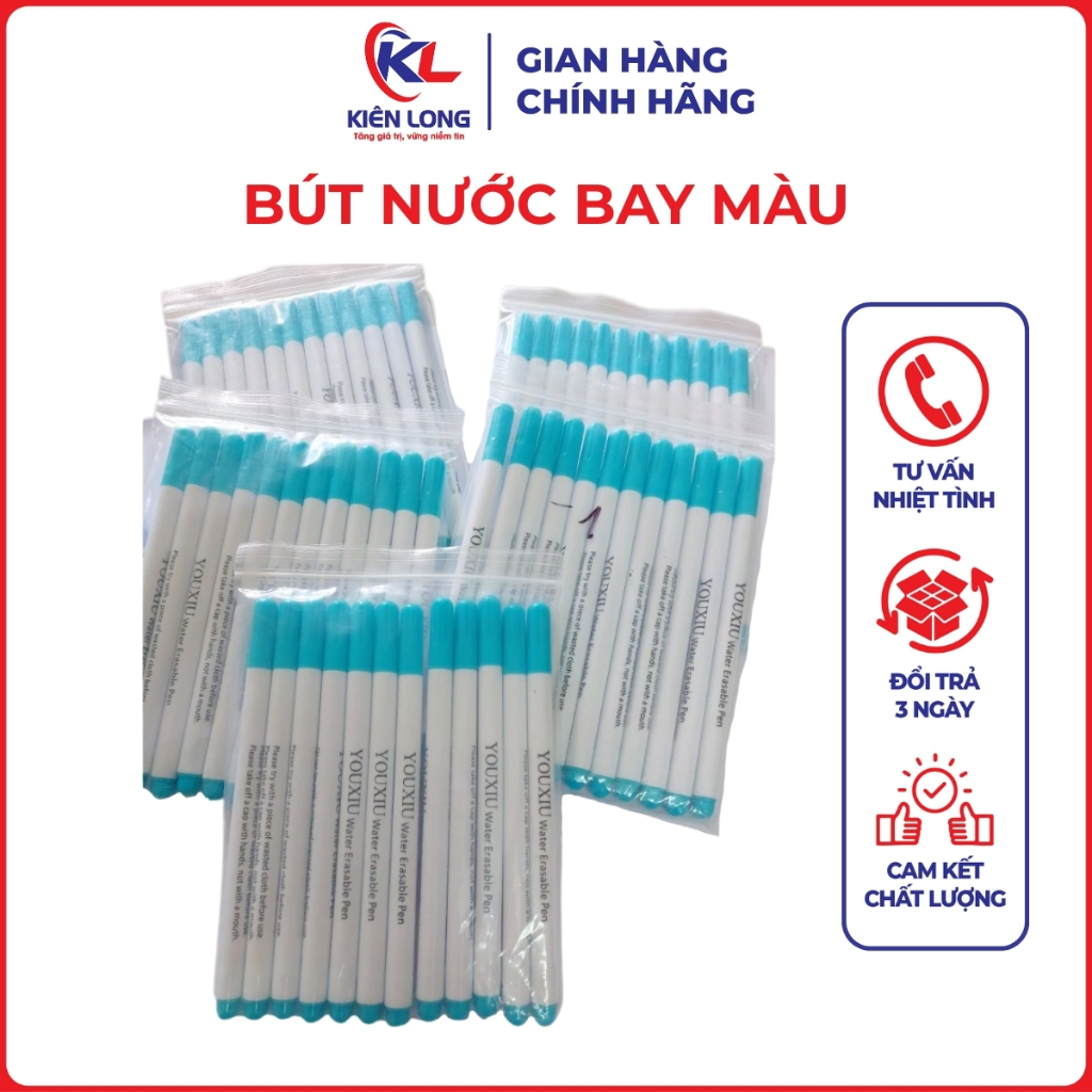 Bút Nước Bay Màu Xanh Ngành May Chính Hãng – Túi 12 Cái