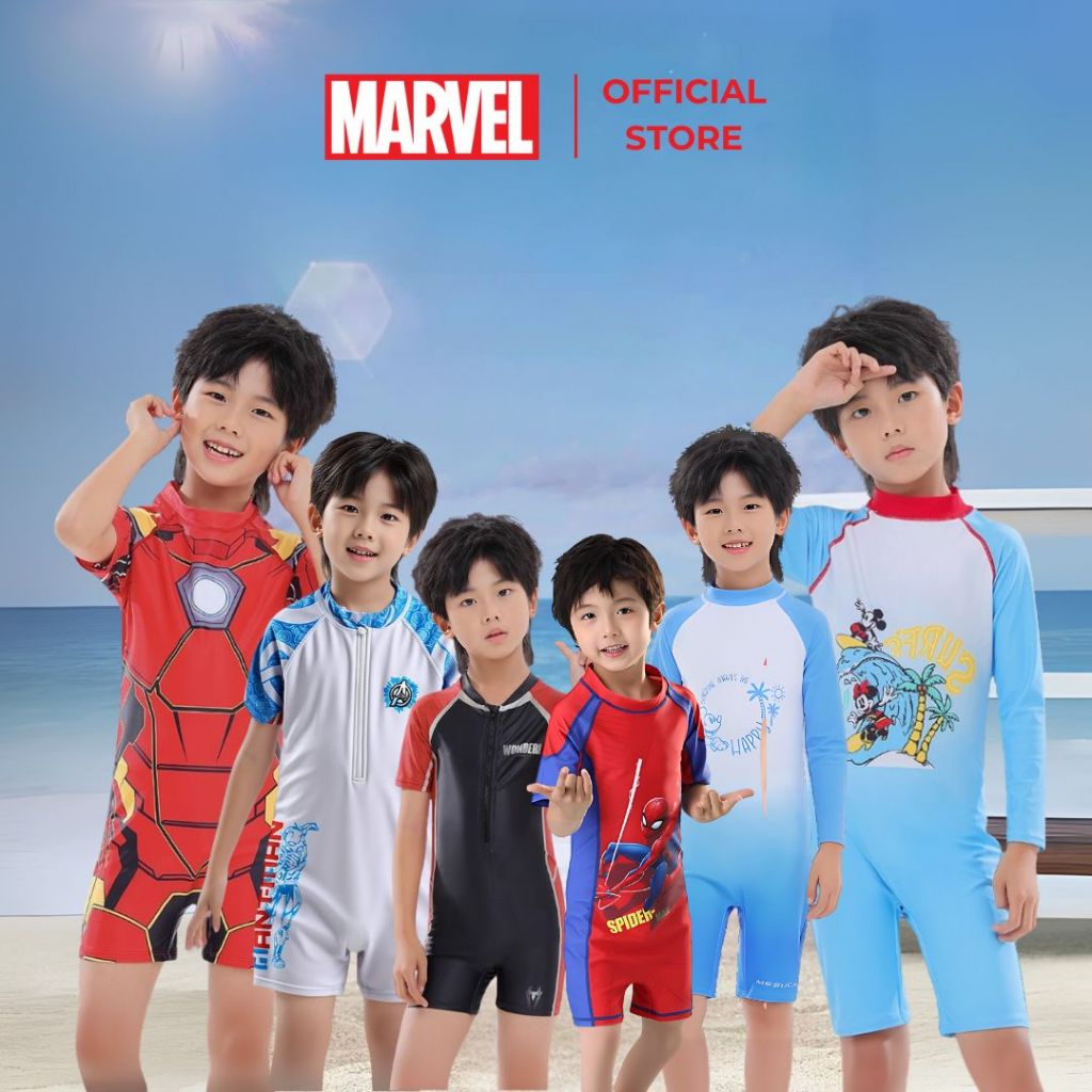 Đồ Bơi Cho Bé Trai Marvel Disney Spider Man Tay Dài Tay Ngắn Chống Nắng UPF50+ Trẻ Em