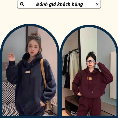 đồ bộ nữ thu đông ,áo hoodie nữ form rộng dày phối quần suông cạp chun 3 màu đỏ kem đen Donna hcom3693