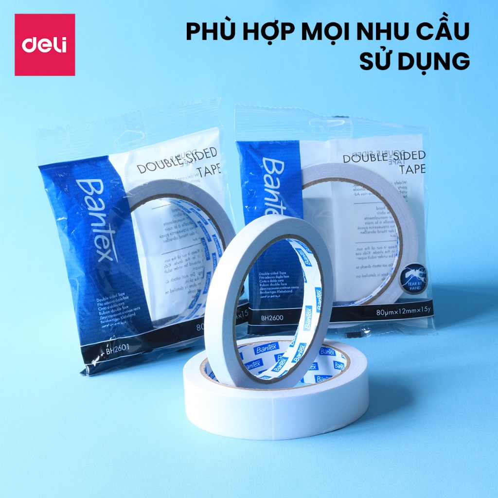 Băng Dính 2 Mặt Deli Băng Keo Đa Năng Keo Dán Siêu Dính Trang Trí Đồ Thủ Công Đáp Ứng Mọi Nhu Cầu Cho Học Sinh