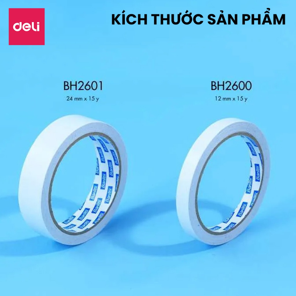 Băng Dính 2 Mặt Deli Băng Keo Đa Năng Keo Dán Siêu Dính Trang Trí Đồ Thủ Công Đáp Ứng Mọi Nhu Cầu Cho Học Sinh