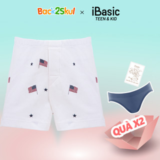 Quần đùi mặc nhà bé trai iBasic thun cotton USA kháng khuẩn in hoạ tiết HOMB008B