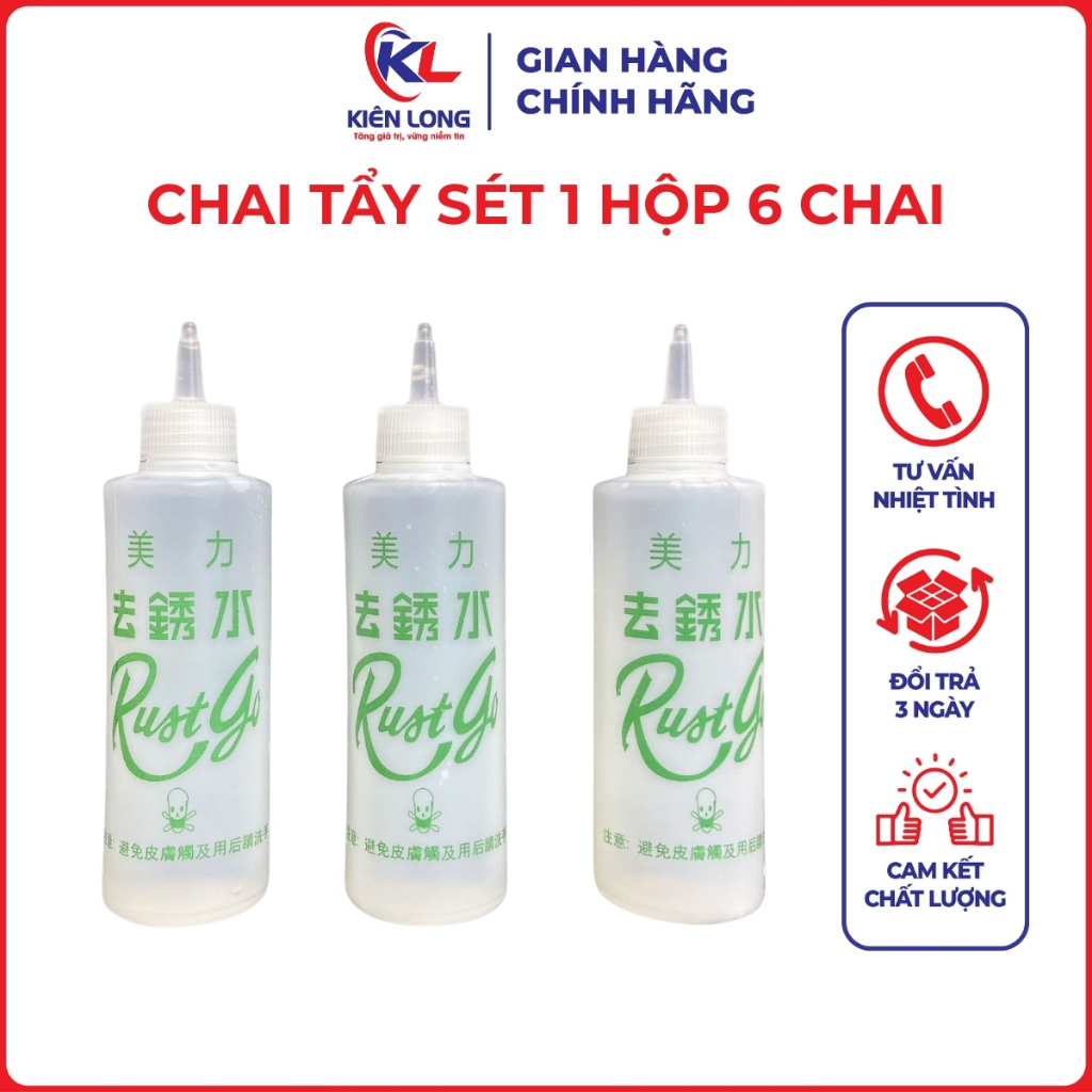 Chai Tẩy Rỉ Sét Trên Vải Rustgo Siêu Mạnh – Hộp 6 Chai Dùng Cho Quần Áo