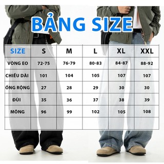 Quần Jean Bò Nam Nữ Unisex suông ống rộng baggy dáng Wide-leg phối đường viền nối thân cong size S-XXL Avocado