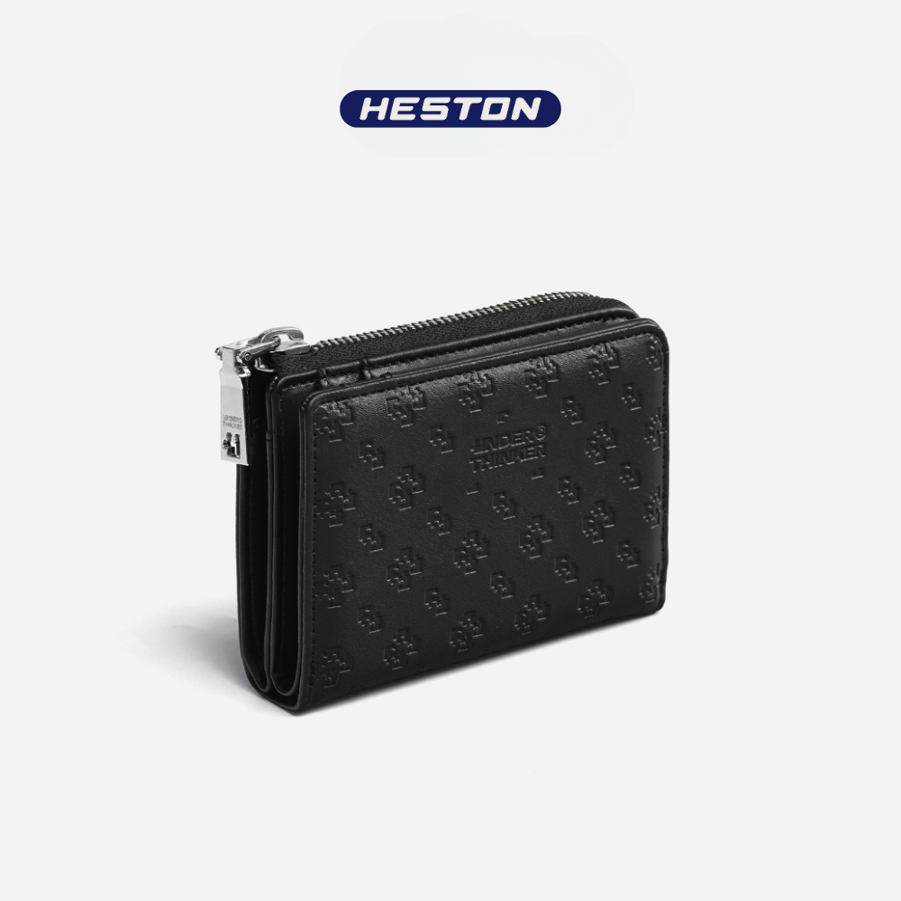 Ví Da PU Nam Nữ RONAN Unisex Dập Chìm Monogram Trượt Nước Nhiều Ngăn Đựng Tiền Thẻ l HESTON