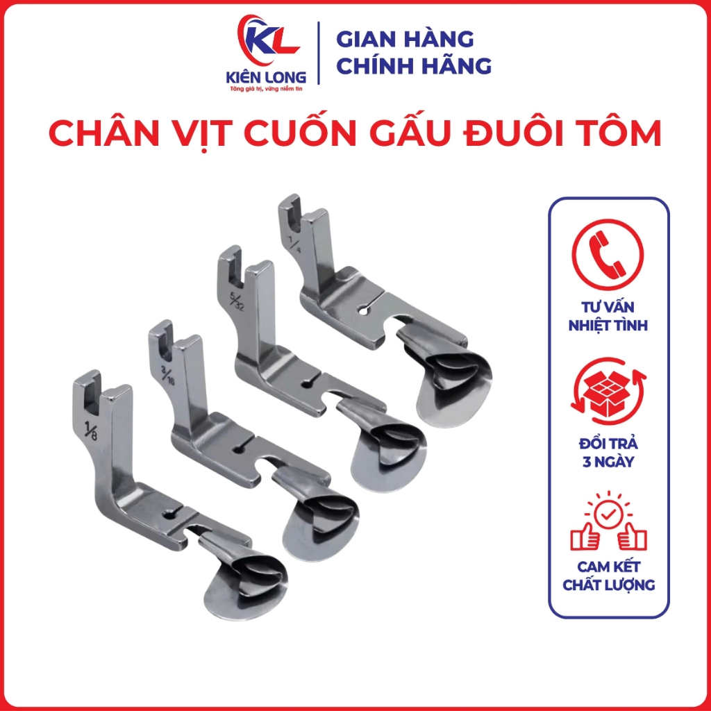Chân Vịt Cuốn Gấu Đuôi Tôm, Cuốn Biên, Cuốn Lai Vạt Bầu – Dùng Cho Máy May 1 Kim Công Nghiệp