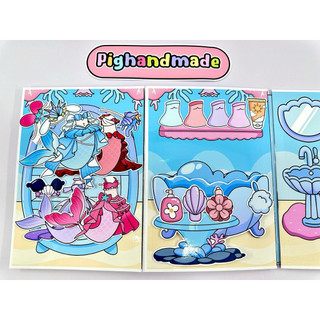 Đồ chơi bóc dán ngôi nhà 4 nàng tiên cá Sanrio - búp bê giấy Kuromi, Melody, Cinnamoroll, Kitty