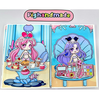 Đồ chơi bóc dán ngôi nhà 4 nàng tiên cá Sanrio - búp bê giấy Kuromi, Melody, Cinnamoroll, Kitty