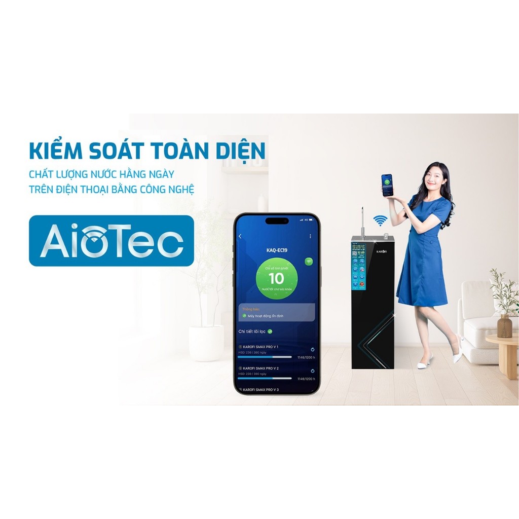 [TẶNG MÁY XAY SINH TỐ] [ĐỘC QUYỀN ONLINE] Máy lọc nước RO 12 lõi Karofi KAQ-EC19 -BỔ SUNG KIỀM, Công nghệ AioTec | BigBuy360 - bigbuy360.vn