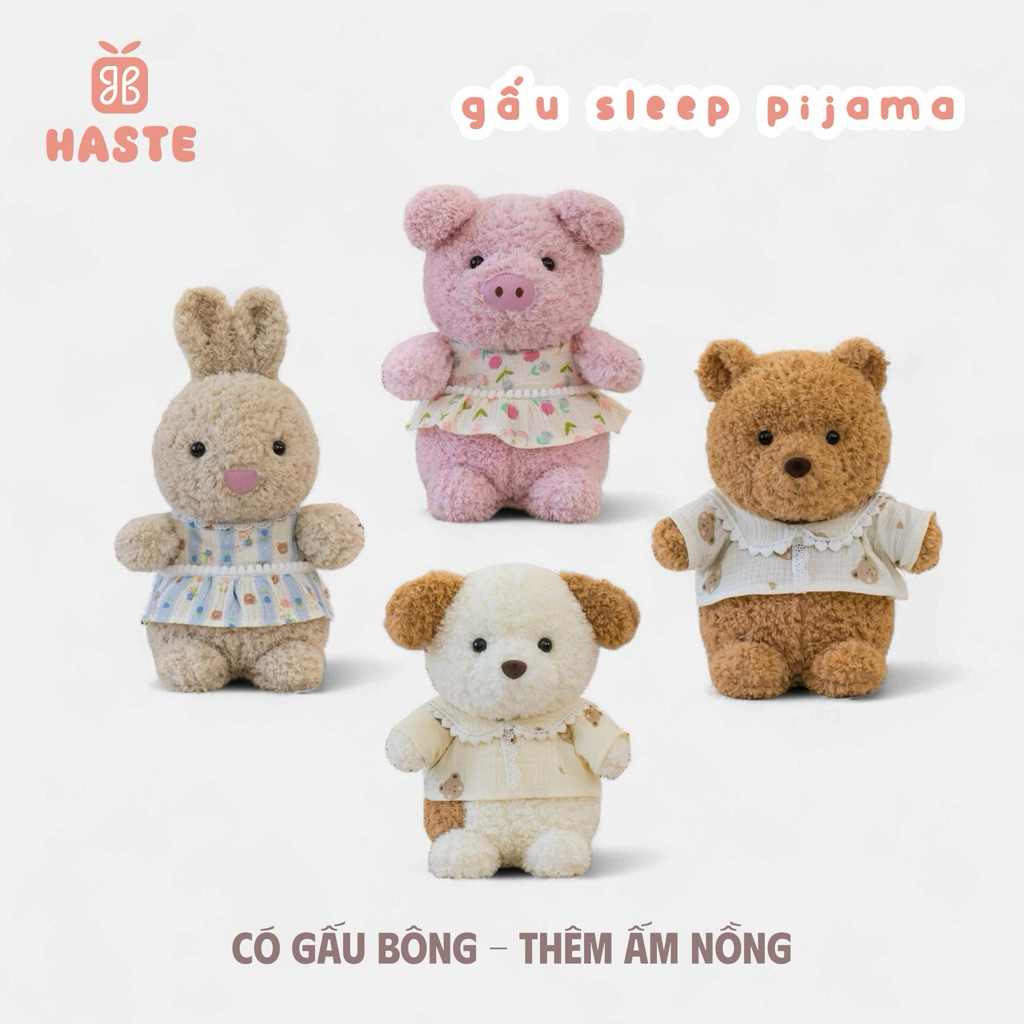 Gấu Thú Bông Bận Đồ Ngủ Sleepy Pijama Thỏ Heo Gấu Cún Puppy Chó Siêu Mềm Mịn Siêu Dễ Thương Quà Tặng Độc Đáo