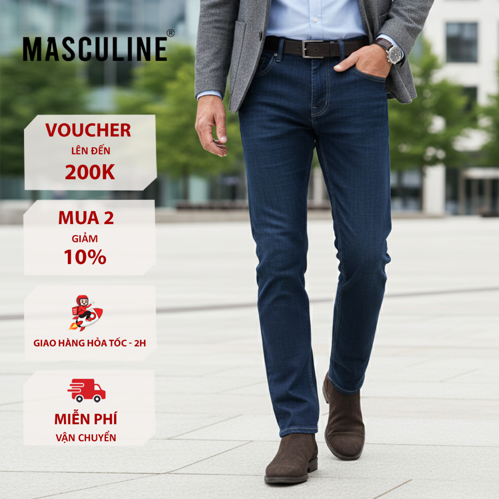 Quần jean trung tuổi nam Masculine cao cấp, chất vải dày dặn, thoáng mát - MJRC22.4
