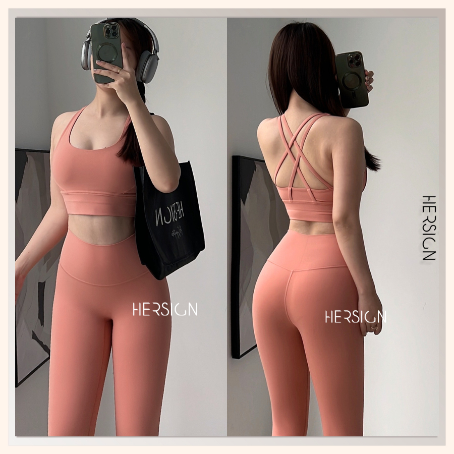 Set đồ tập gym nữ Đồ tập yoga nữ cao cấp Áo bra chéo lưng quần legging HERSIGN-SET167 BST HERSIGN CORELYNE