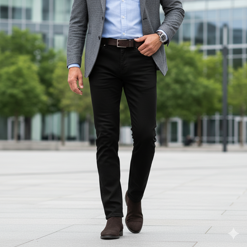 Quần jeans trung tuổi nam Masculine cao cấp, chất vải kháng khuẩn sang trọng - MJRC22.5