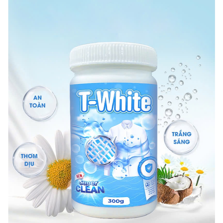 Bột Tẩy Trắng Quần Áo T-White 300g – Tẩy Sạch Vết Bẩn, Khử Mùi Ẩm Mốc, Loại Bỏ Vi Khuẩn