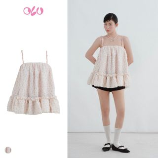 Áo babydoll OLV 2 dây họa tiết hoa pastel ngọt ngào dễ thương Tassie phù hợp đi chơi đi cà phê