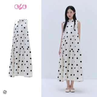 Đầm suông OLV chấm bi cổ trụ Cream Dot Loose Maxi Dress trẻ trung đi chơi đi cà phê