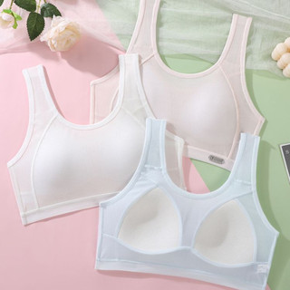 Áo bra thể thao có mút lưng phối lưới thoáng mát, Áo lót học sinh chất cotton co dãn thoải mái B612