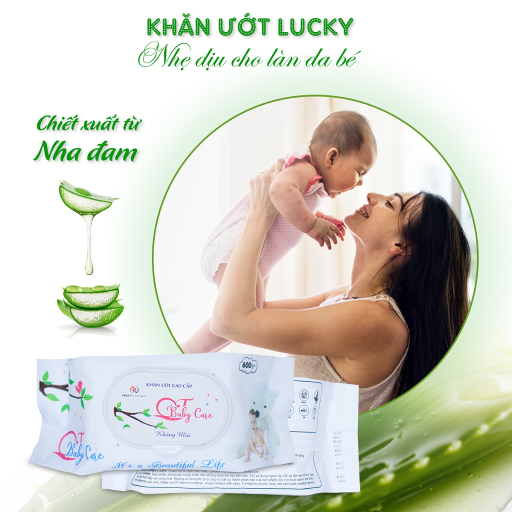 [Combo 5 tặng 1] khăn Uớt Cao Cấp Không Mùi QT Baby Care gói to, tờ lớn, không paraben, an toàn cho trẻ sơ sinh