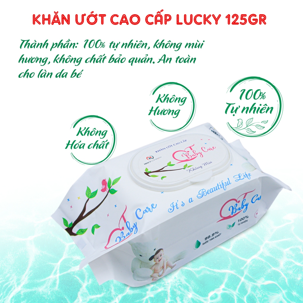 [Combo 5 tặng 1] khăn Uớt Cao Cấp Không Mùi QT Baby Care gói to, tờ lớn, không paraben, an toàn cho trẻ sơ sinh