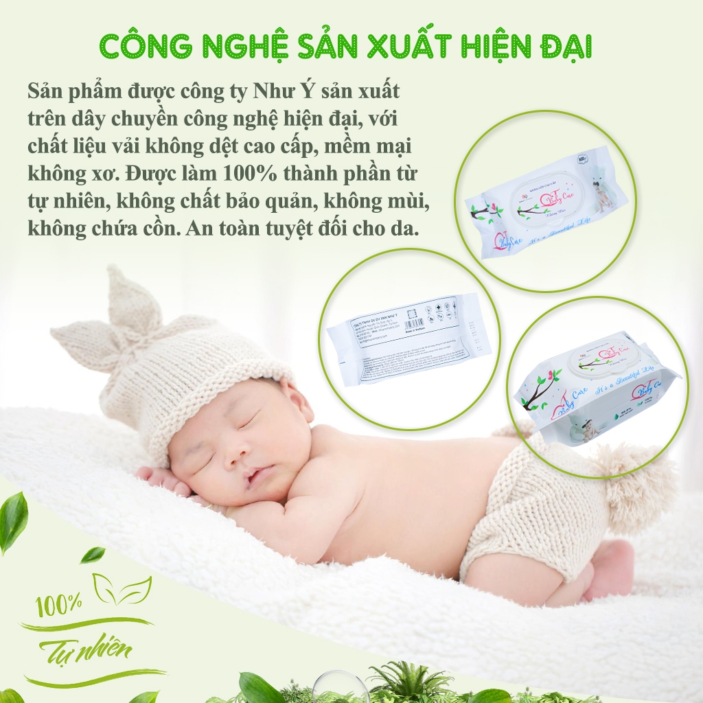 [Combo 5 tặng 1] khăn Uớt Cao Cấp Không Mùi QT Baby Care gói to, tờ lớn, không paraben, an toàn cho trẻ sơ sinh