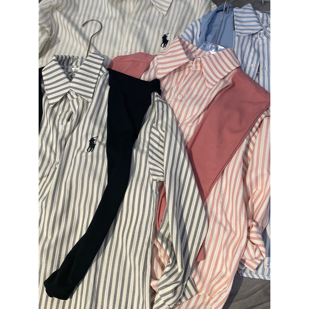 Áo sơ mi nữ kẻ sọc kèm vạt rời dáng rộng hottrend By.Thanhhuyenclothings