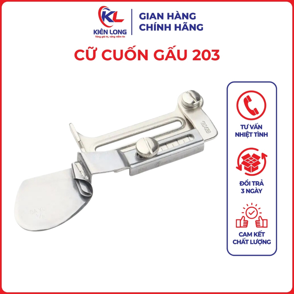 Cữ Cuốn Gấu 203 - Cuốn Lai, Cuốn Biên Máy May Công Nghiệp (Tặng Ốc Bắt Cữ)