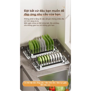 Kệ bát đĩa inox phía trên bồn rửa Rổ Đa Năng Đựng bát đĩa Kệ đựng đồ rửa chén bát