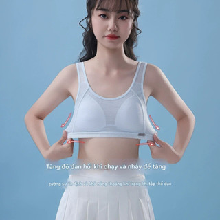 Áo bra thể thao có mút lưng phối lưới thoáng mát, Áo lót học sinh chất cotton co dãn thoải mái B612