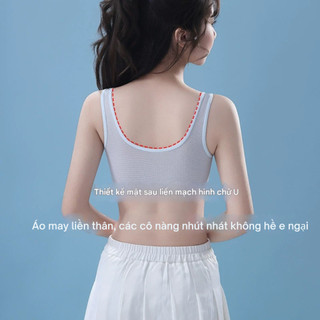 Áo bra thể thao có mút lưng phối lưới thoáng mát, Áo lót học sinh chất cotton co dãn thoải mái B612