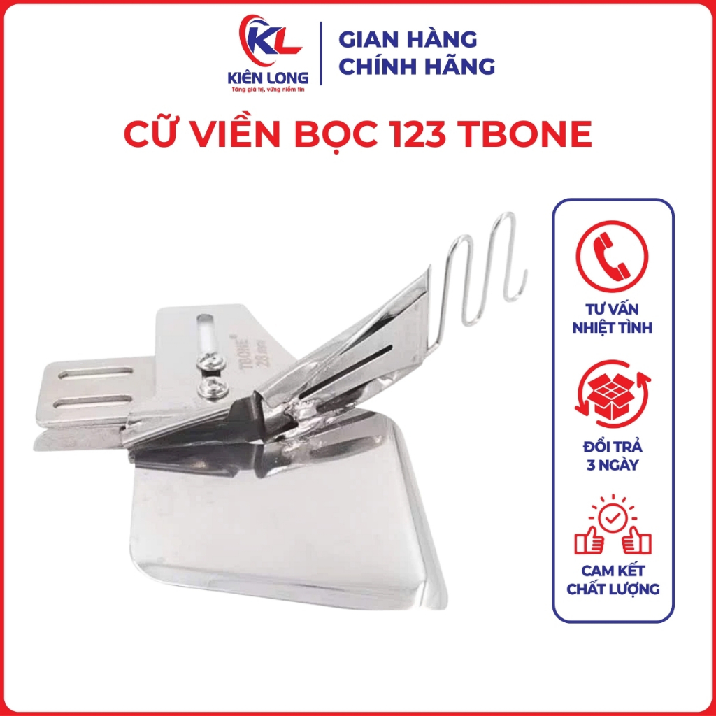 Cữ Viền Bọc 123 TBONE - Không Cần Thay Răng Cưa Mặt Nguyệt - Máy May 1 Kim Công Nghiệp & Gia Đình