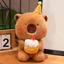 Gấu Bông Capybara 25cm, Đội Mũ Ôm Bánh Sinh Nhật, Lông Mịn, Món Quà Tặng Sinh Nhật Ý Nghĩa