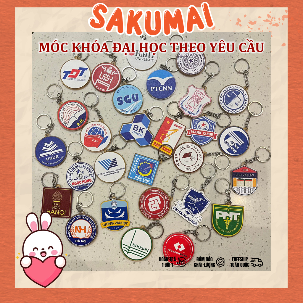 Móc Khoá Logo, Móc Khoá Logo Trường Đại Học Cao Đẳng Học Viện In Theo Yêu Cầu 2 Mặt Acrylic Dùng Làm Quà Tặng -SakuMai