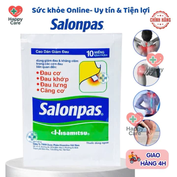 Cao Dán Salonpas, Dán Giảm Đau Nhức, Mỏi Cơ, Xương Khớp, hộp 10 miếng - 40 miếng