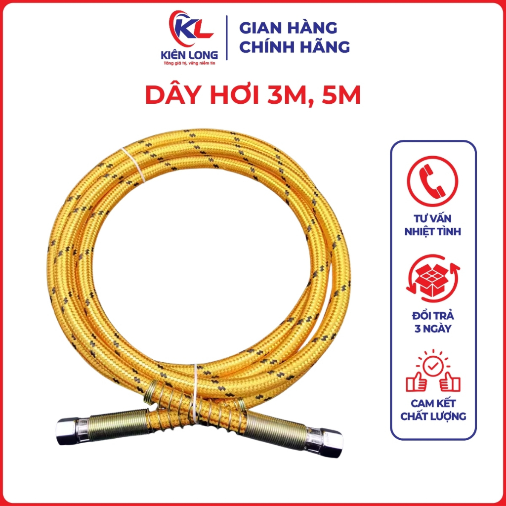 Dây Hơi 3m, 5m - Bàn Ủi Hơi Nước Công Nghiệp - Dây To Mềm, Dùng Cho Nồi Hơi Bàn Là 6PC Chính Hãng