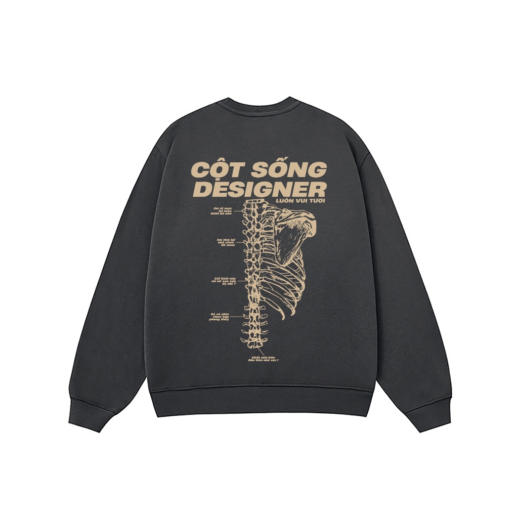 Áo Vớ Vẩn Vui Tươi REDLABEL Áo Sweater CỘT SỐNG DESIGNER Áo Sweatshirt Nỉ Oversize Nam Nữ SWT27