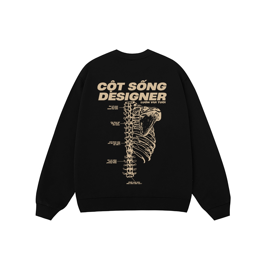 Áo Vớ Vẩn Vui Tươi REDLABEL Áo Sweater CỘT SỐNG DESIGNER Áo Sweatshirt Nỉ Oversize Nam Nữ SWT27