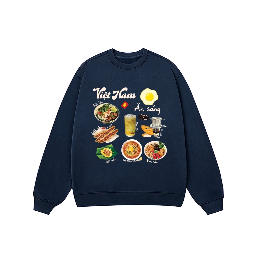 Áo Vớ Vẩn Vui Tươi REDLABEL Áo Sweater VIỆT NAM ĂN SÁNG Áo Sweatshirt Nỉ Oversize Nam Nữ SWT28