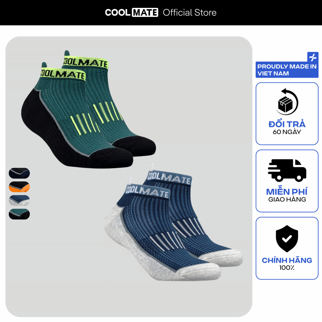 [MUA 2 GIẢM 5%]Combo 2 Tất chạy bộ cổ ngắn Running thấm hút mồ hôi tốt Coolmate
