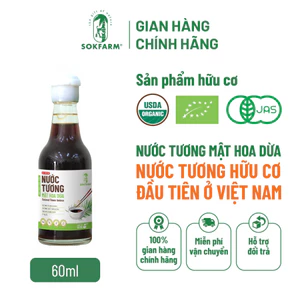 Nước Tương mật hoa dừa hữu cơ Sokfarm 60ml, Chỉ 2 thành phần, không từ đậu nành, Không Gluten, Không chất điều vị